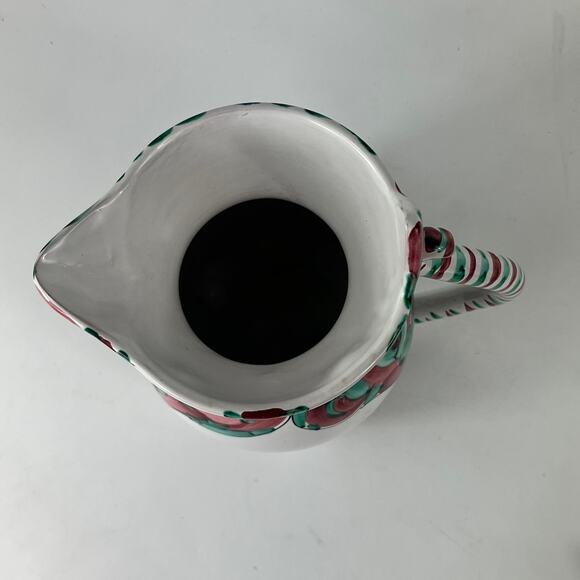 Kitty Cat Pitcher Vintage Hand Painted Italian Glazed Green Red 2105/2 Carafe - Picture 5 of 14